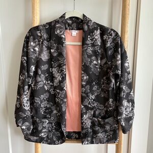 EUC Target Xhilaration Floral Blazer (3/4 Ruched Sleeves)